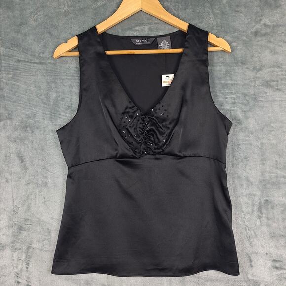 George Tops - Womens Top Medium Babydoll Y2K Fairy Grunge Satin Whimsygoth Sequins Goth NWT‎